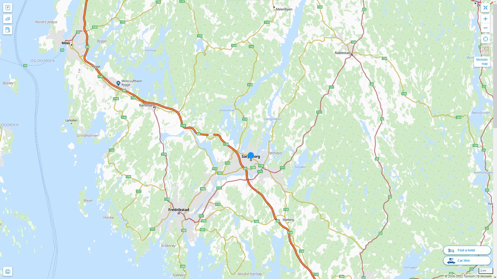 Sarpsborg Norvege Autoroute et carte routiere
